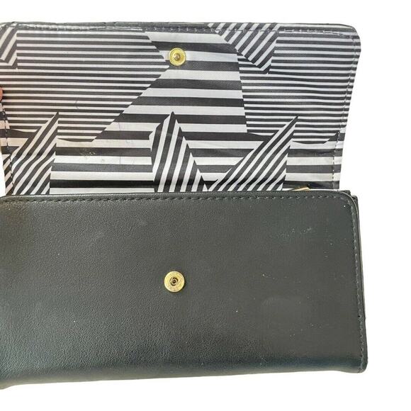 Nanette Lepore Black Long Quilted Vegan Leather Trifold Clutch Wallet - Picture 3 of 10